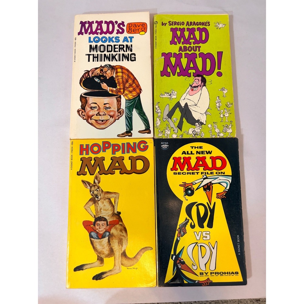 Vintage MAD Magazine Paperback Book Lot 60s 70s Spy vs Spy Hopping MAD Signet